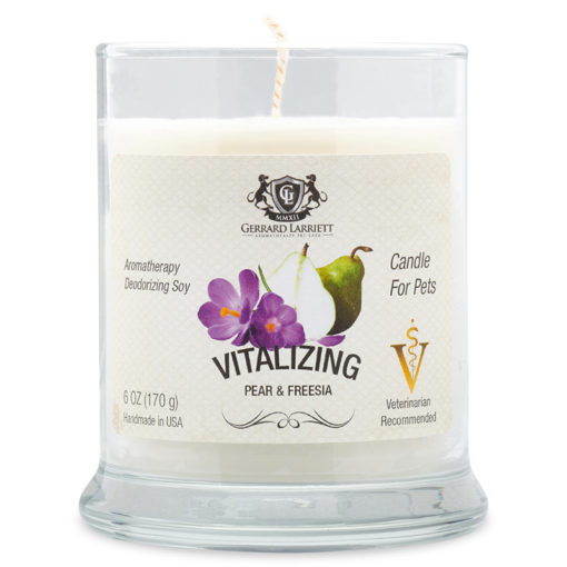 Vitalizing Pear & Freesia Aromatherapy Deodorizing Soy Candle For Pets